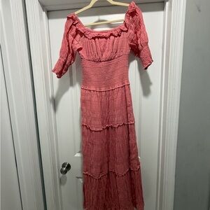 BB Dakota by Steve Madden Pink Ruffle Maxi Dress